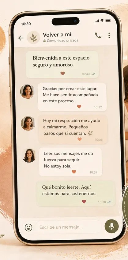 Teléfono mostrando la comunidad privada de WhatsApp