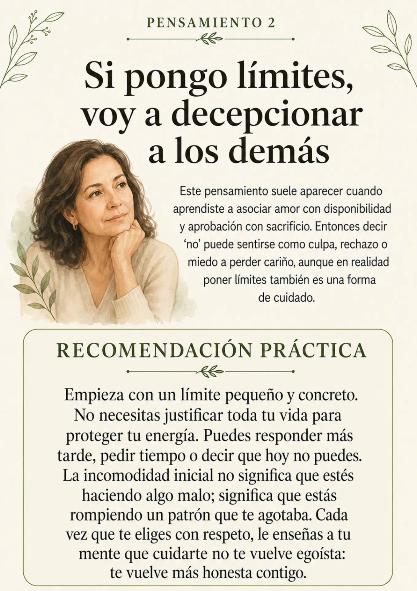 Pensamiento 2: Si pongo límites, voy a decepcionar a los demás