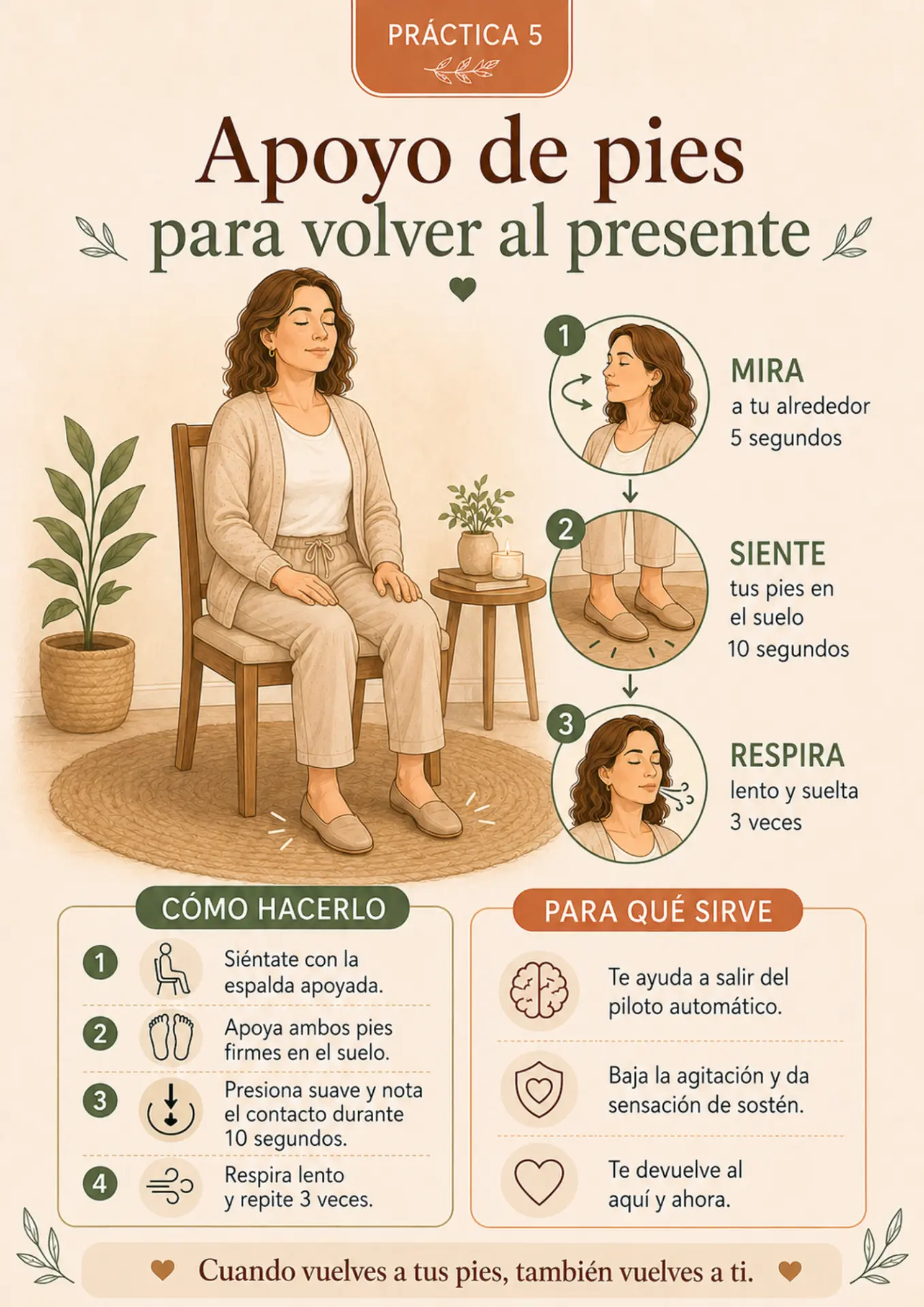 Práctica 5: Apoyo de pies para volver al presente